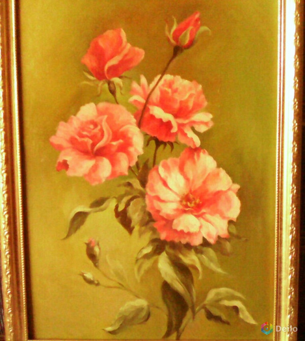 Картина "Розы", холт, масло, 35 х 50, от автора