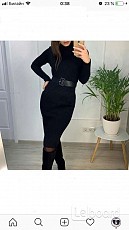 Платье новое чёрное м 46 вязаное футляр по фигуре миди шерст