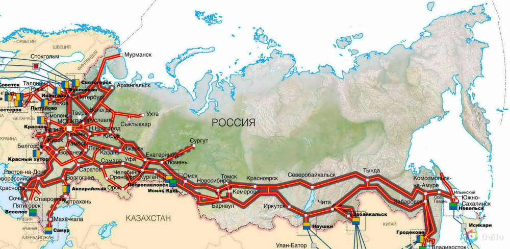 Карта россии с дорогами по россии